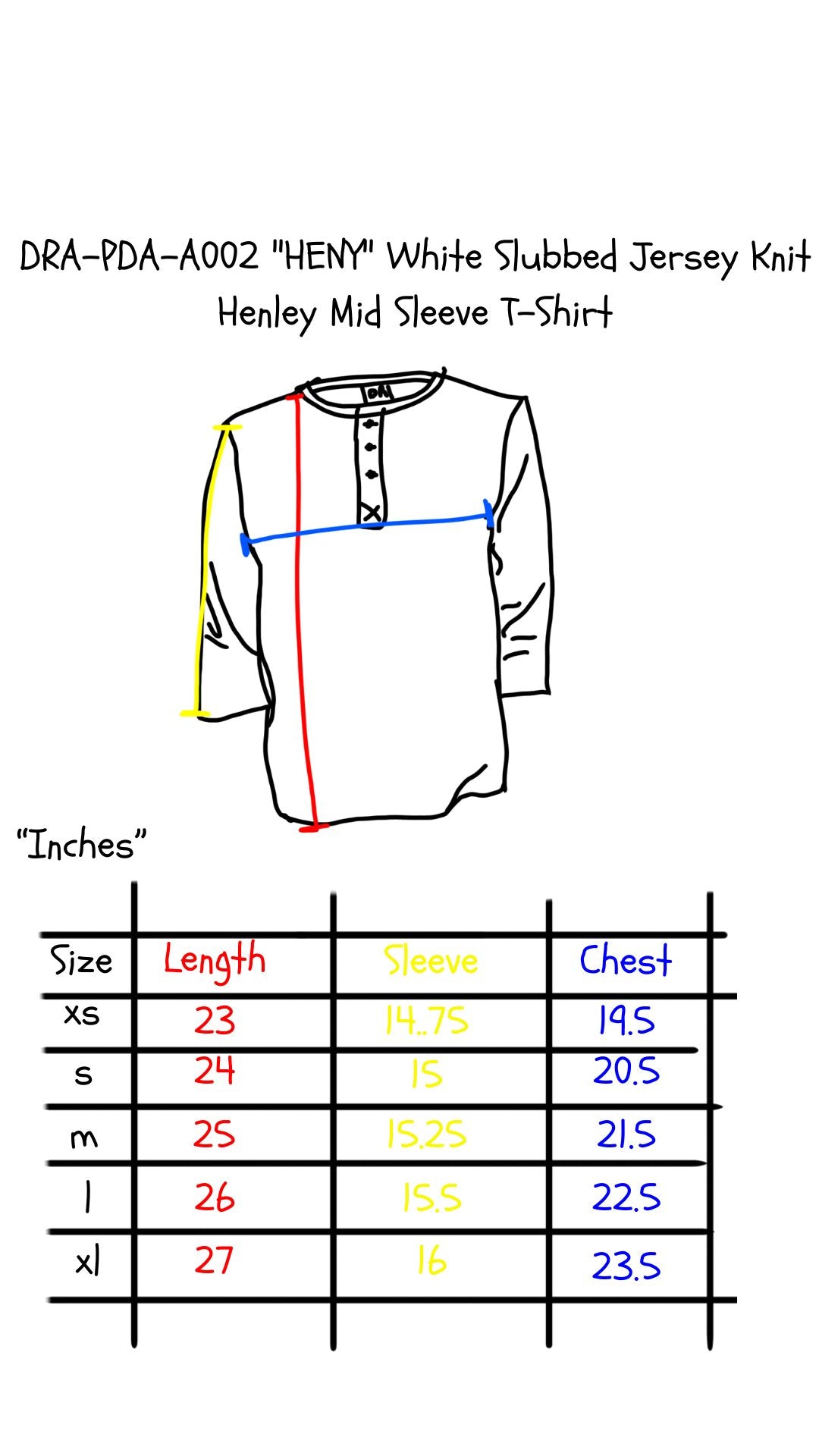 DRA-PDA-A002 "HENY" Henley Mid Sleeve T-Shirt